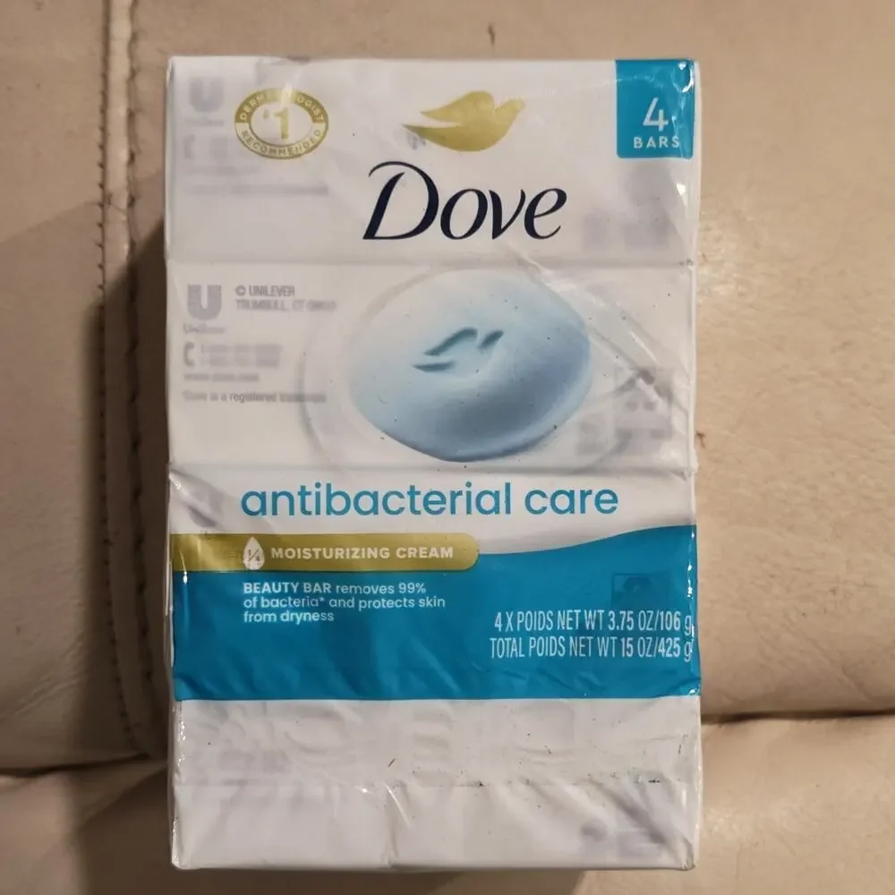 Dove Antibacterial Care Bar Soap Four Pack Moisturizing Cream